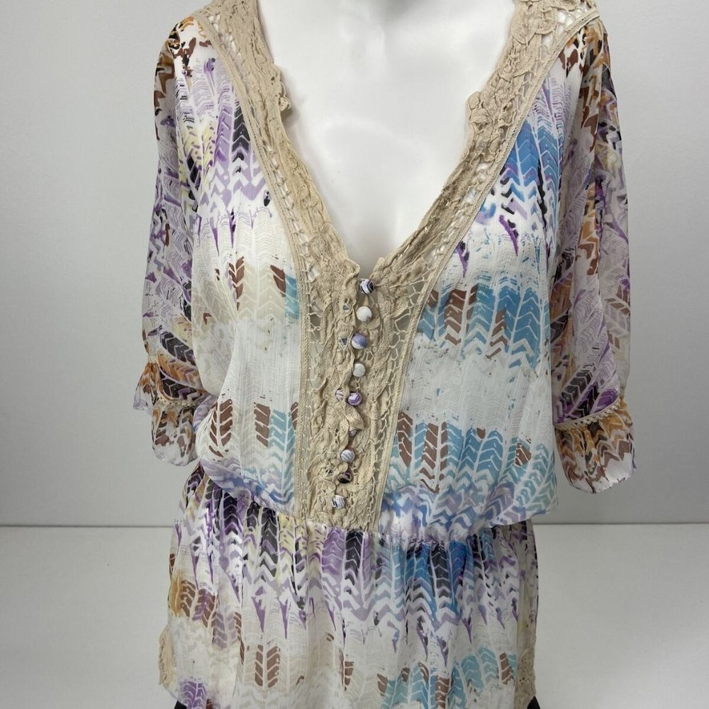 Free People Women’s Boho Lace Top Sheer Size S
